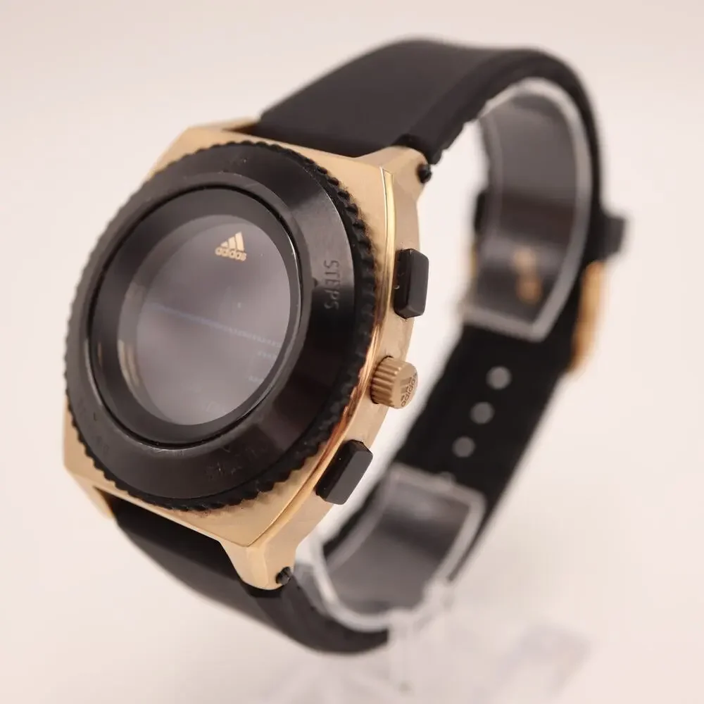Adidas Sport Mens 42mm Gold Black Tone Digital Watch Running Track w New Battery